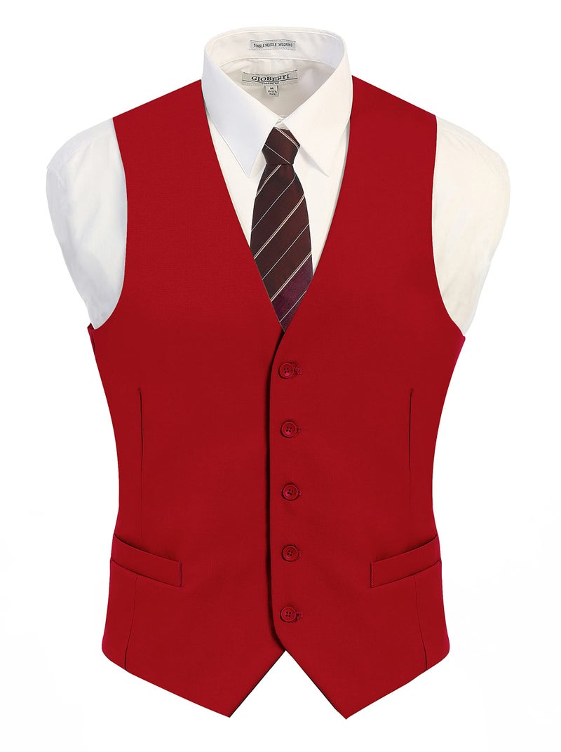 Gioberti Men's Formal Suit Vest Fit for Business or Casual Dress, Red, Small - Image 2